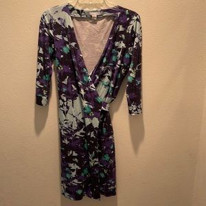 Diane Von Furstenberg purple and blue wrap around dress size 8